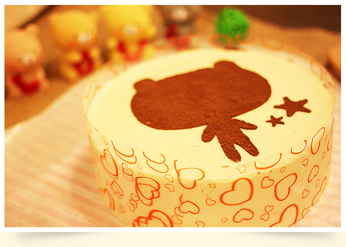 花形泰迪小熊榴莲乳酪慕斯蛋糕